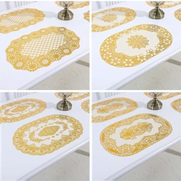 Sk00004095_5 Set de 12 Individuales dorados y plateados rectangulares