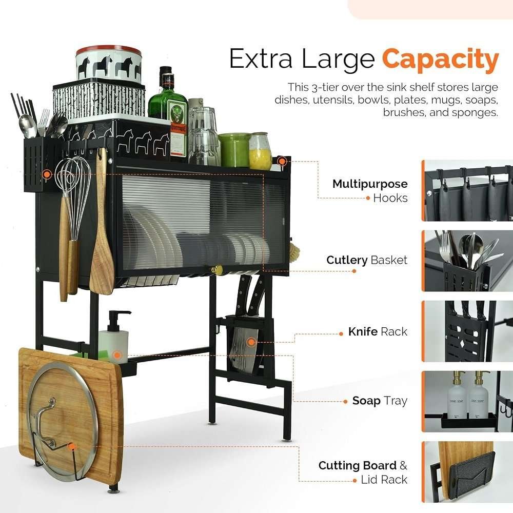 Rack Escurridor de platos con tapa de acrilico