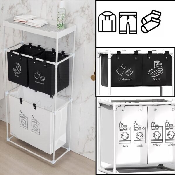 Cesta De Ropa Sucia 4 Compartimentos Multifunción