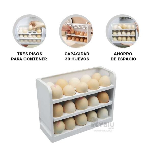 Porta huevos 3 niveles color entero