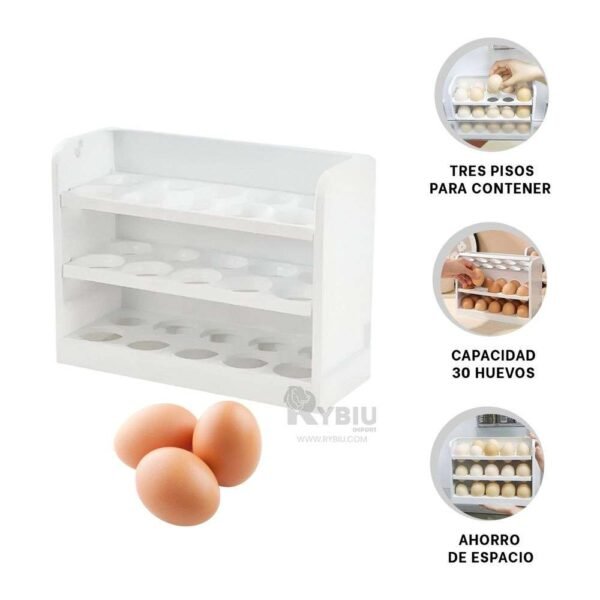 Porta huevos 3 niveles color entero