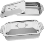 Asadera con tapa Acero Inoxidable bandeja para hornear de 45cm