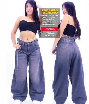 PANTALÓN BARREL VAGABUNDO EN DENIN RÍGIDO