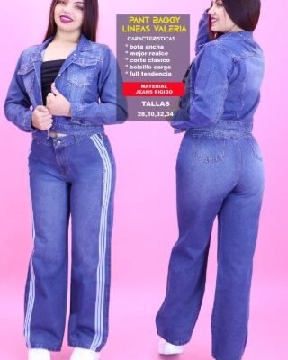 PANT BAGGY LINEAS VALERIA EN DENIN RÍGIDO